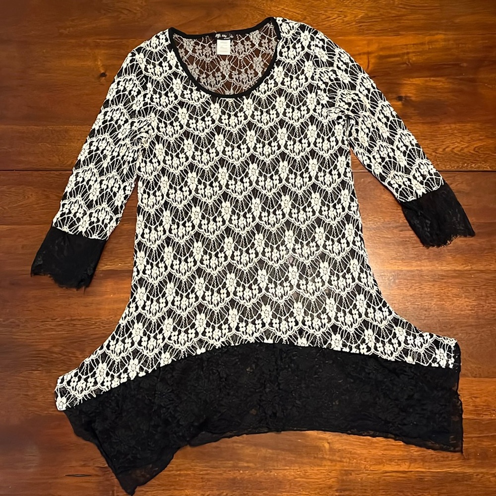 Lily by Firmiana Whimsigoth Sheer Tunic Top Size Large - Picture 2 of 9